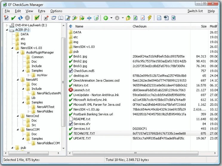 EF CheckSum Manager Serial Number